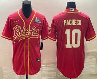 Mens Kansas City Chiefs #10 Isiah Pacheco Red With Super Bowl LVII Patch Cool Base Stitched Baseball Jersey->kansas city chiefs->NFL Jersey